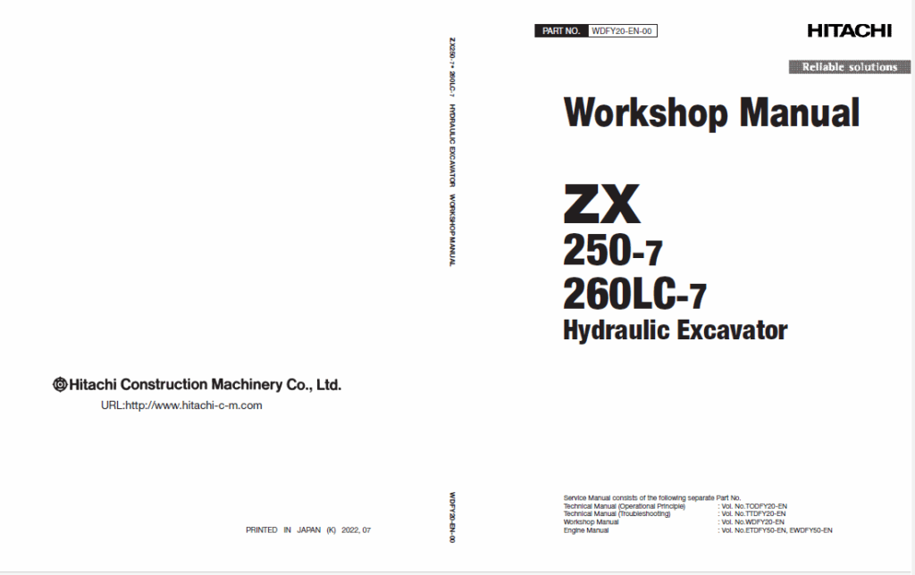 ZX250-7,ZX260LC-7 Workshop Manual (For Oceanian market)