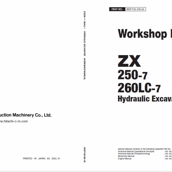 ZX250-7,ZX260LC-7 Workshop Manual (For Oceanian market)