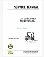 Clark GTS20d, GTS25d, GTS30d, GTS33d, GTS20L, GTS25L, GTS30L, GTS33L Engine Forklift Service Manual (SM783)