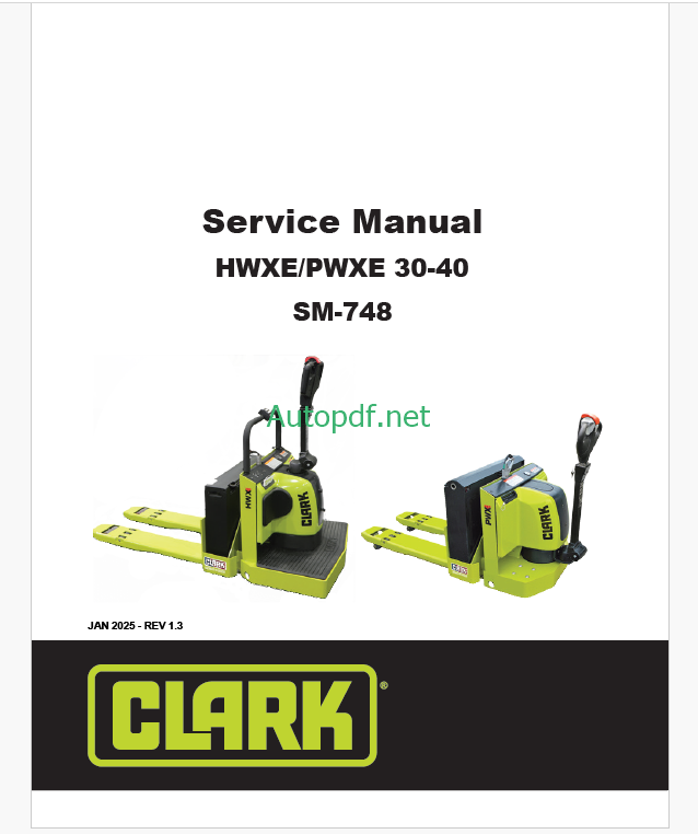 Clark HWXE, PWXE 30-40 Pallet Truck Service Manual (SM748)