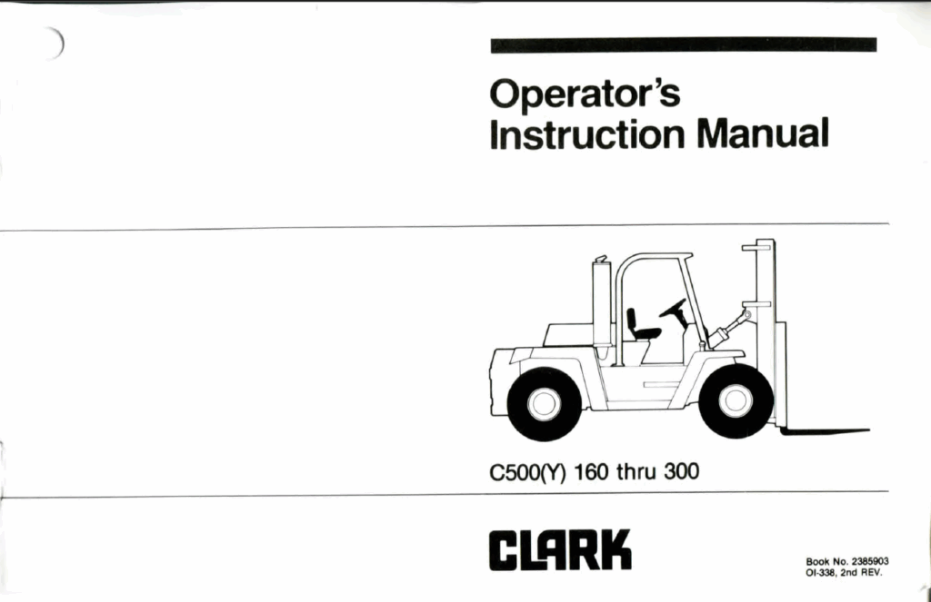 Clark C500(Y) 160 thru 300 Forklift Operators Manual (OI-338)