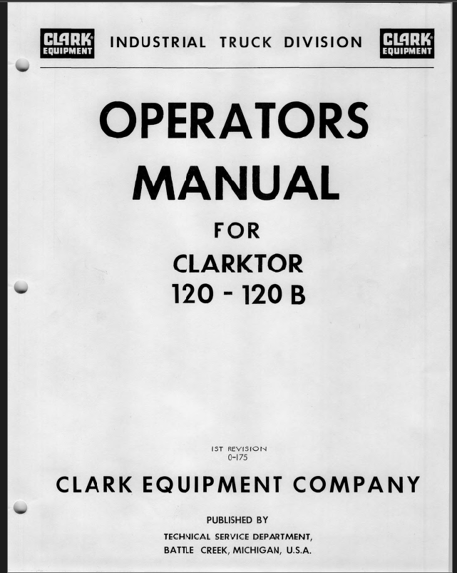 Clark Clarktor 120, 120B Forklift Operators Manual (O-175)