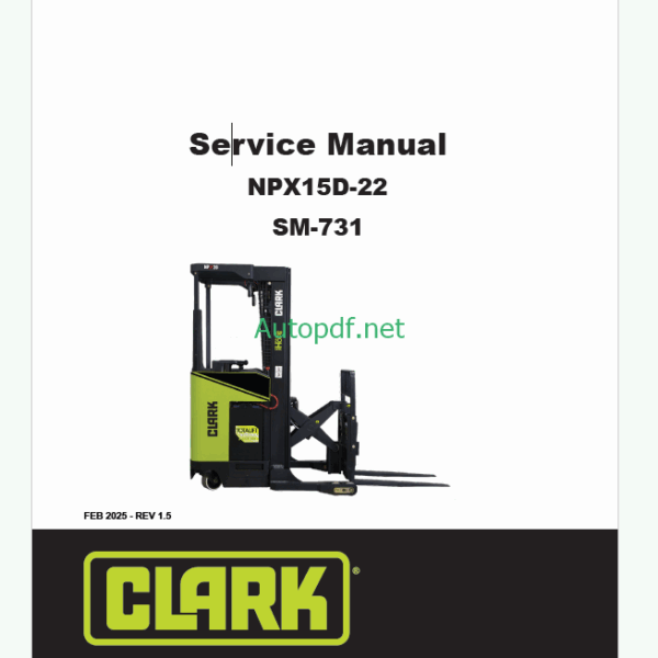Clark NPX15D-2 Forklift Service Manual (SM731)