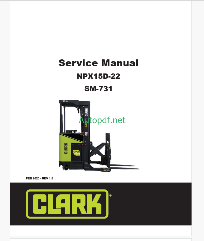 Clark NPX15D-2 Forklift Service Manual (SM731)