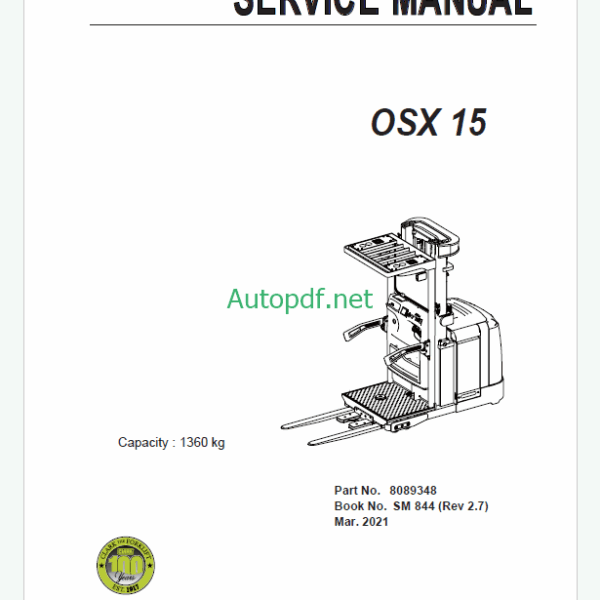 Clark OSX15 Forklift Service Manual (SM844)