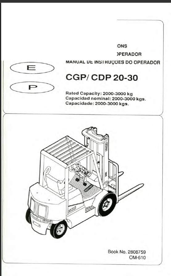 Clark CGP, CDP 20-30 Forklift Operators Manual (OM-610)