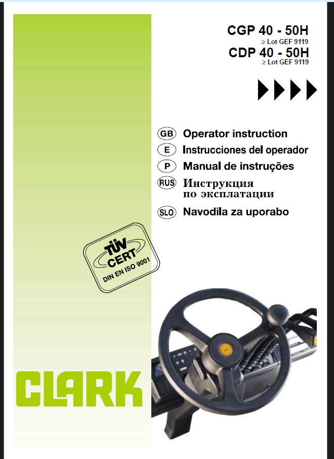 Clark CGP40-50H, CDP40-50H Forklift Operators Manual (OI-772)