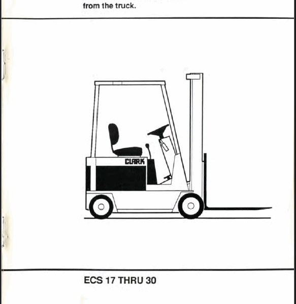 Clark ECS 17 thru 30 Forklift Operators Manual (OM-608)