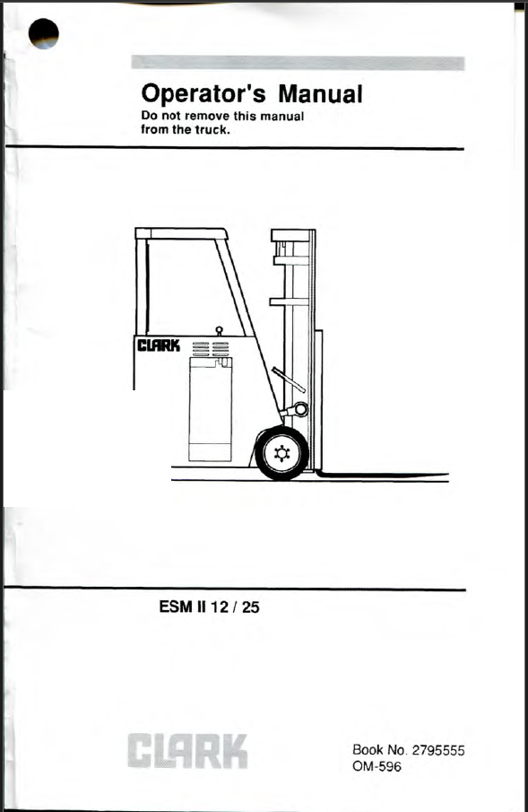 Clark ESM-2 12, ESM-2 25 Forklift Operators Manual (OM-596)