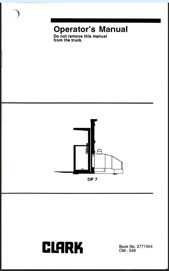 Clark OP7 Order Picker Operators Manual (OM-549)