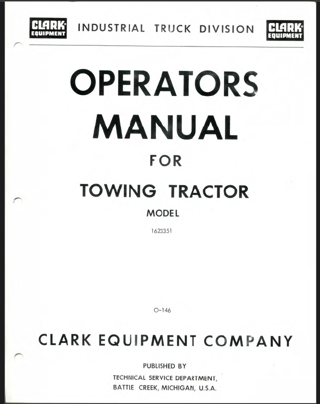 Clark O146 Towing Tractor Operators Manual (O-146) (1623351)