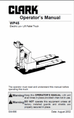 Clark WP45 Pallet Truck Operators Manual (OM-698)