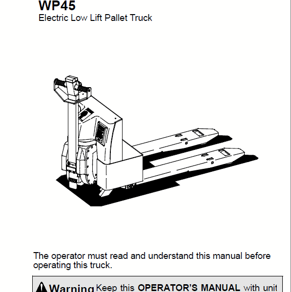 Clark WP45 Pallet Truck Operators Manual (OM-698)