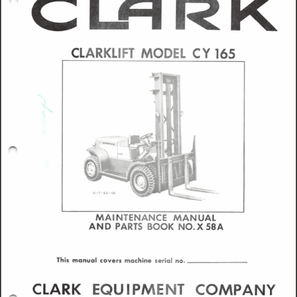Clark Clarklift CY165 Forklift Parts Manual (X58A)