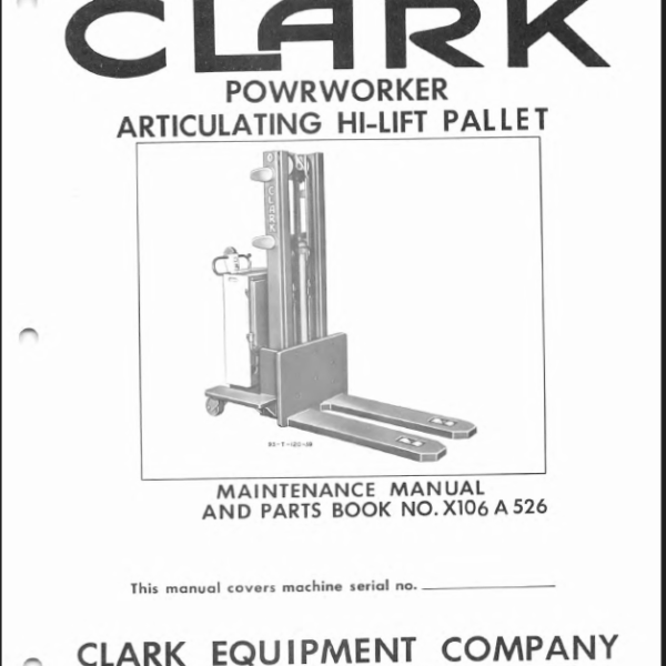 Clark Articulating Hi-Lift Pallet Parts Manual (X106A)