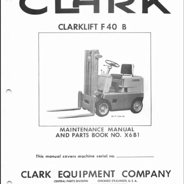 Clark Clarklift F40B Forklift Parts Manual (X6B1)
