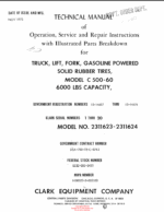 Clark C500-60 Truck, Lift, Fork, Gasoline Powered Solid Rubber Tires Technical Manual (2311623-24)