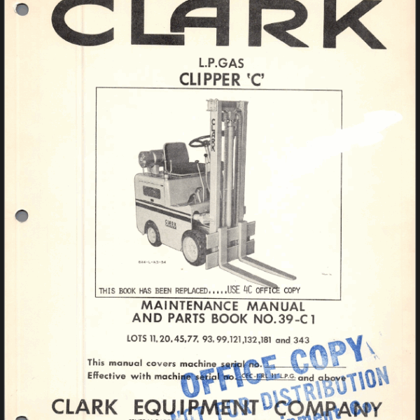 Clark Clipper C Forklift Parts Manual (39-C1)