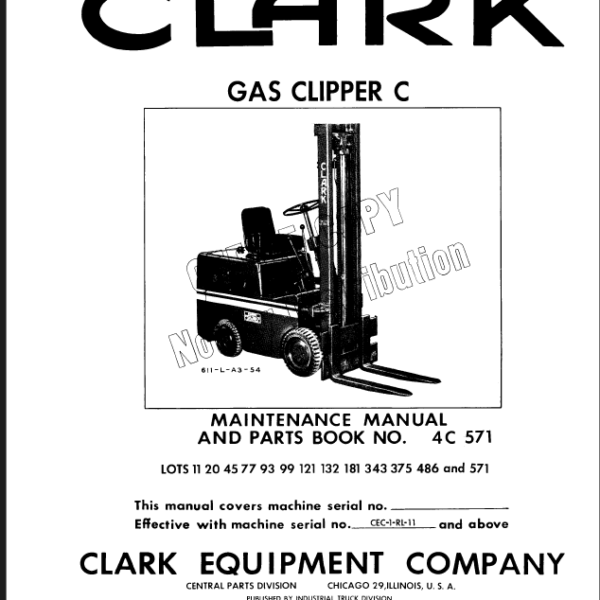 Clark Gas Clipper C Forklift Parts Manual (4C)