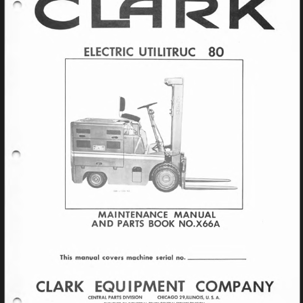 Clark Electric Utilitruc 80 Parts Manual (X66A)