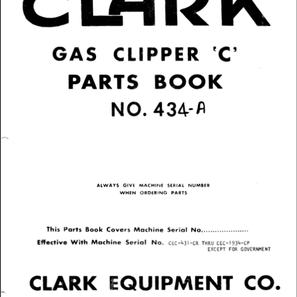 Clark Gas Clipper C Parts Manual (434-A)