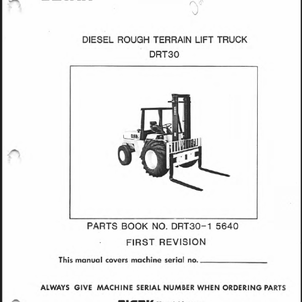 Clark DRT30 Diesel Rough Terrain Lift Truck Parts Manual (DRT30-1)
