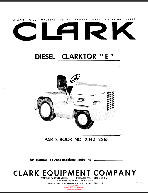 Clark Diesel Clarktor E Parts Manual (X142)
