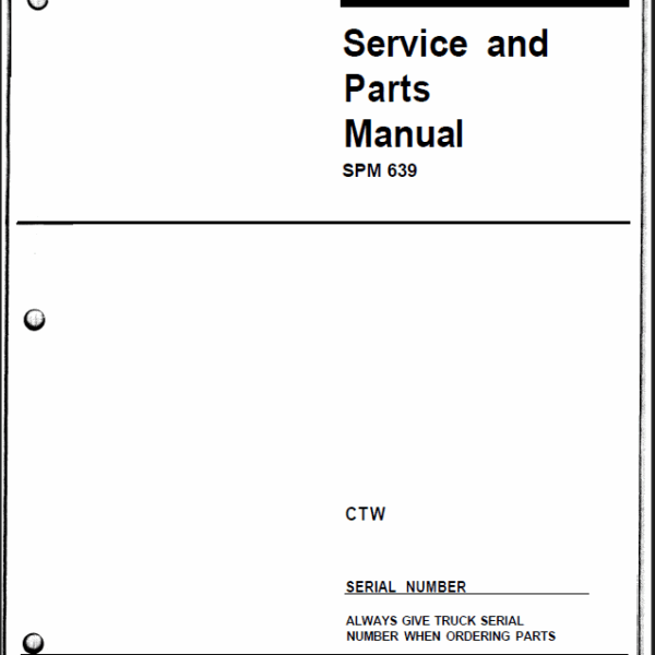 Clark CTW Tow Tractor Service and Parts Manual (CTW_SPM-639)