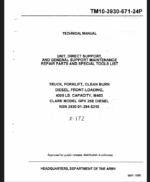 Clark GPX25E Diesel Truck, Forklift, Clean Burn Diesel, Front-Loading Technical Manual (X-172)