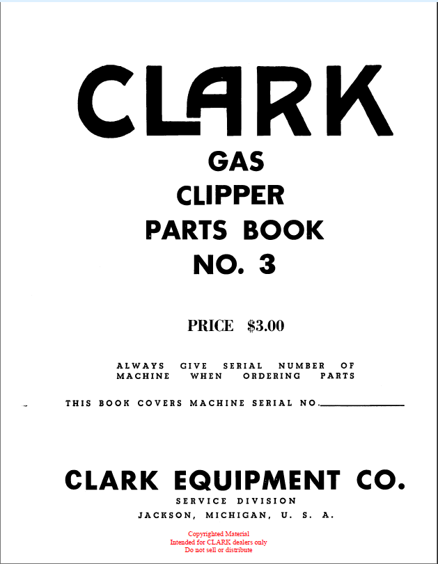 Clark Gas Clipper No3 Parts Manual (NO.3)
