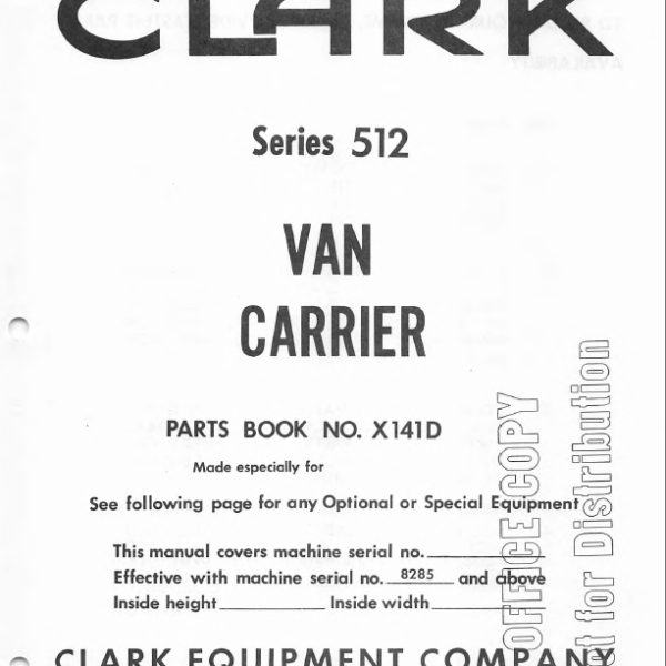Clark Series 512 Van Carrier Parts Manual (X141D)