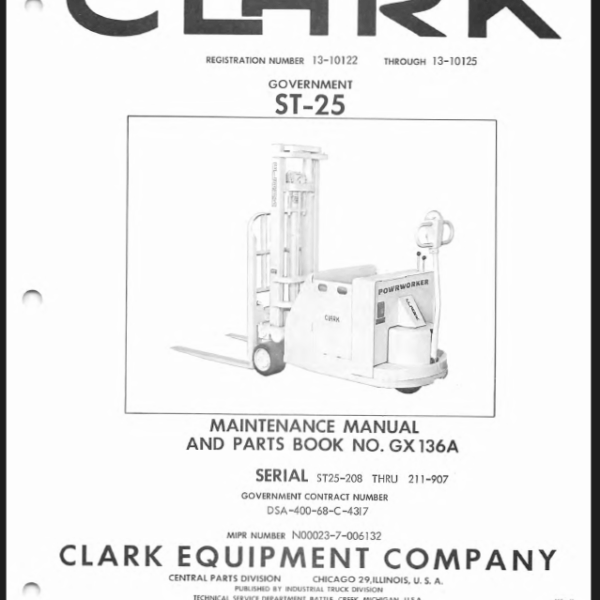Clark ST25 Forklift Parts Manual (GX136A)