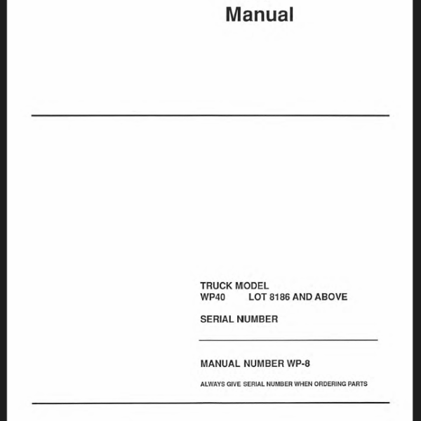 Clark WP40 Truck Model Parts Manual (WP-8)