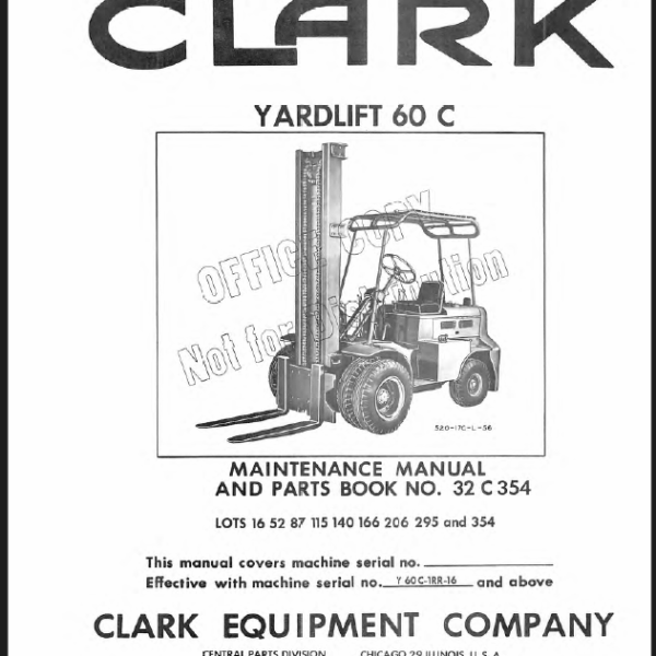 Clark Yardlift 60C Forklift Parts Manual (32C)