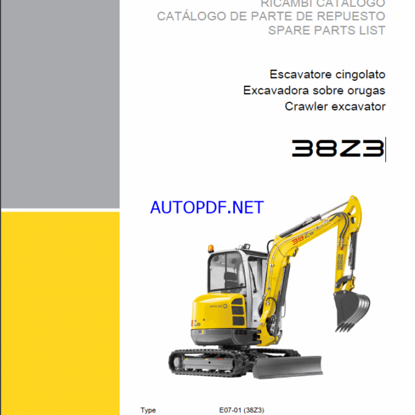 Wacker Neuson 28Z3 Crawler Excavator Parts Manual