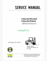 Clark S40s, S40, S45s, S45 D and S50s, S50, S55, S60 D Kubota Diesel Tier 2 Engine Truck Forklift Service Manual (SM1188)