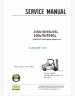 Clark S40s, S40, S45s, S45 L, S50s, S50, S55, S60 L KUBOTA LPG Tier0,Tier4-Stage 5 Engine Truck Forklift Service Manual (SM1193)