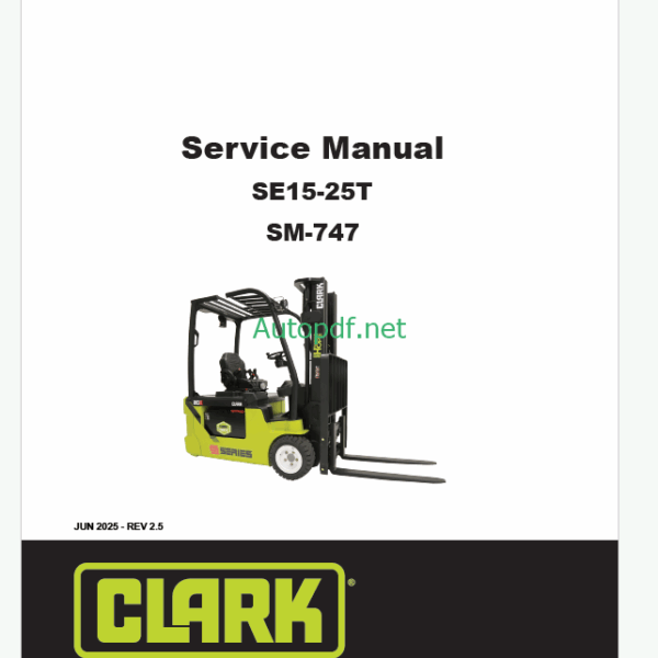 Clark SE15-25T Forklift Service Manual (SM747)
