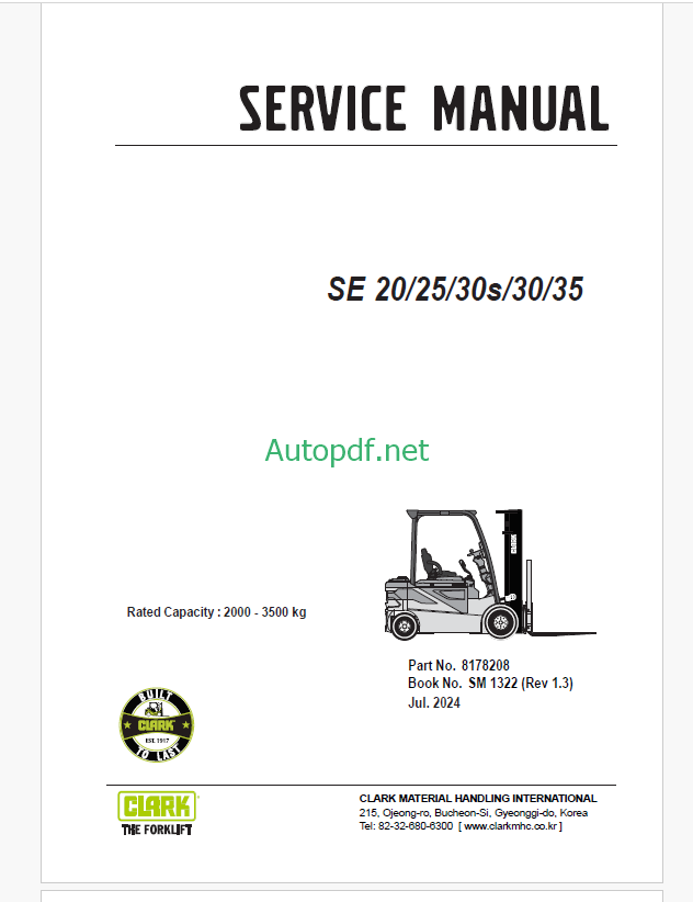 Clark SE20, SE25, SE30s, SE30, SE35 Forklift Service Manual (SM1322)7