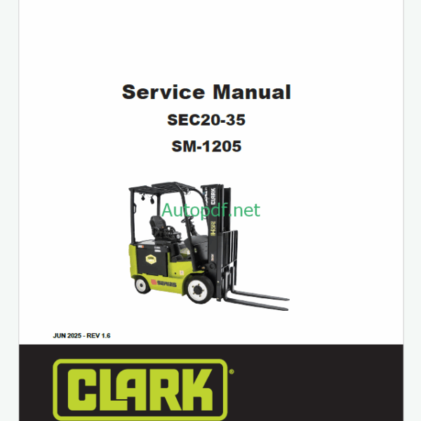 Clark SEC20-35 Forklift Service Manual (SM1205)