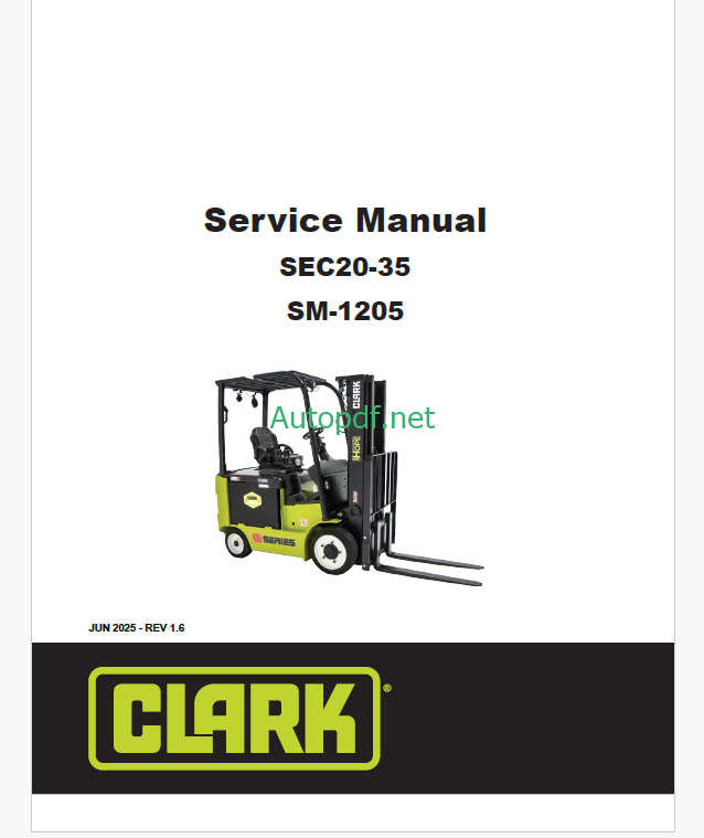 Clark SEC20-35 Forklift Service Manual (SM1205)