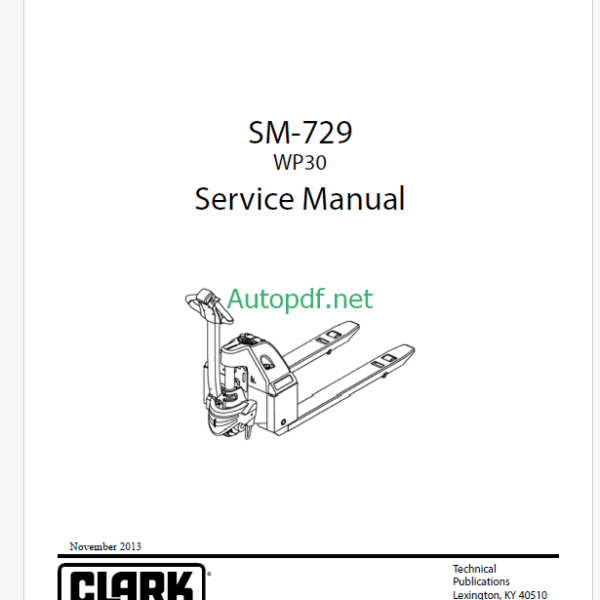 Clark WP30 Pallet Truck Service Manual (SM729)