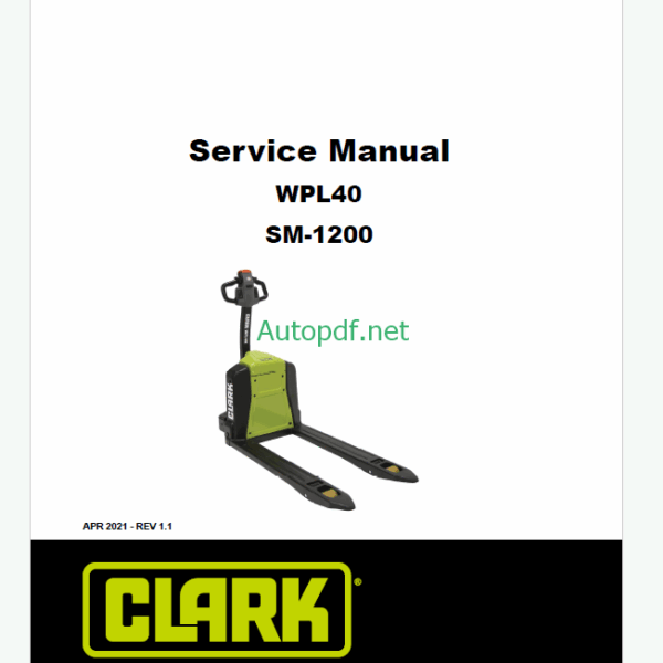 Clark WPL40 Pallet Truck Service Manual (SM1200)