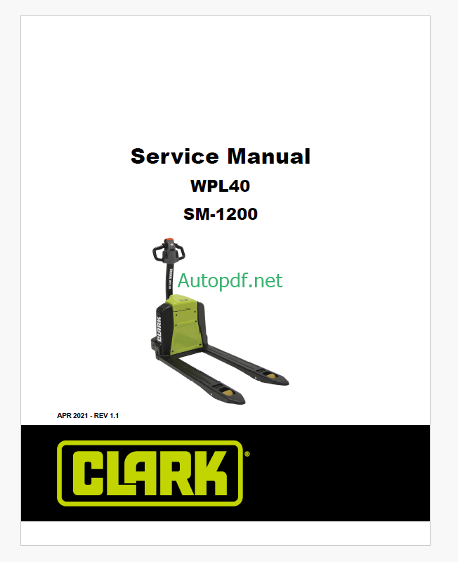Clark WPL40 Pallet Truck Service Manual (SM1200)