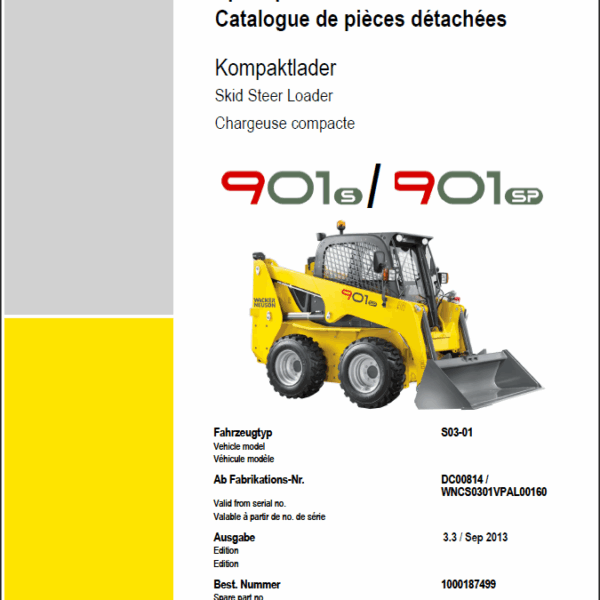 Wacker Neuson 901S, 901SP Skid Steer Loader Parts Manual