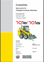 Wacker Neuson 701S, 701SP Skid Steer Loader Parts Manual