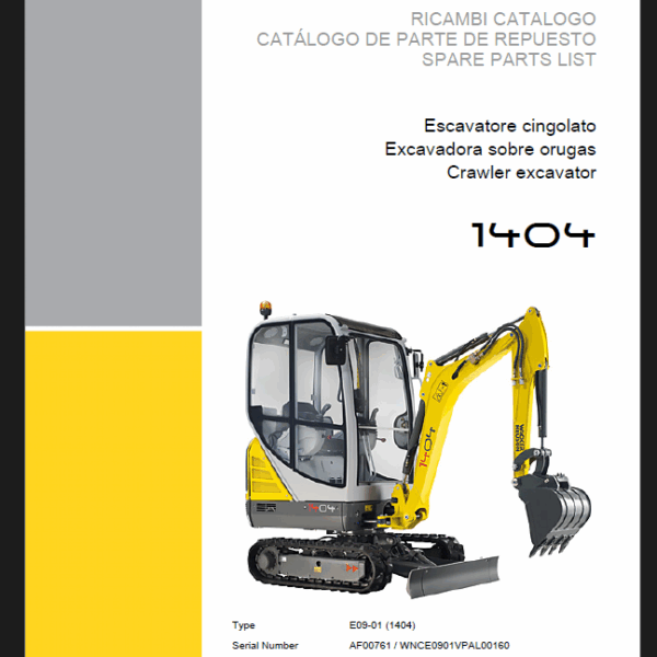 Wacker Neuson 1404 Crawler Excavator Parts Manual
