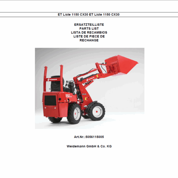 Wacker Neuson 1150 CX30 Wheel Loader Parts Manual