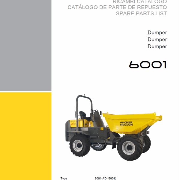Wacker Neuson 6001 Dumper Parts Manual