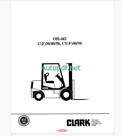 Clark C2, C5 Series Palletless Carton Clamps Operation, Maintenance and Repair Manual (PMA426)